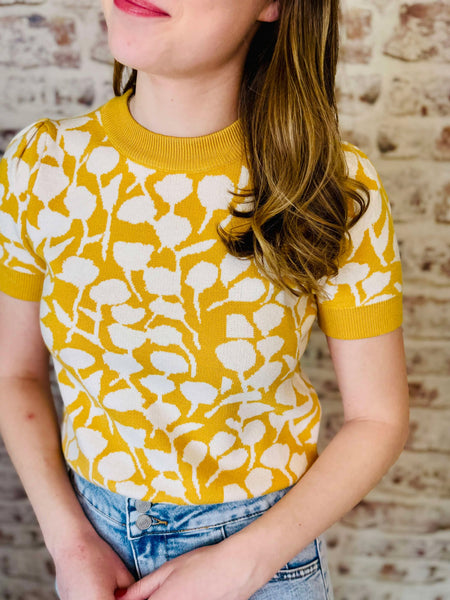 Short Sleeve Mustard Sweater