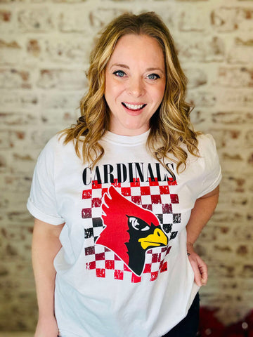 Cardinal Checkered Mascot Tee