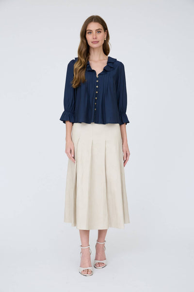 Navy Button 3/4 Sleeve