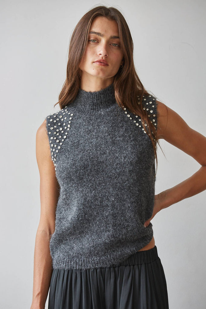 Sleeveless Knit Rhinestone