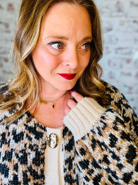 Leopard Gold Button Cardigan