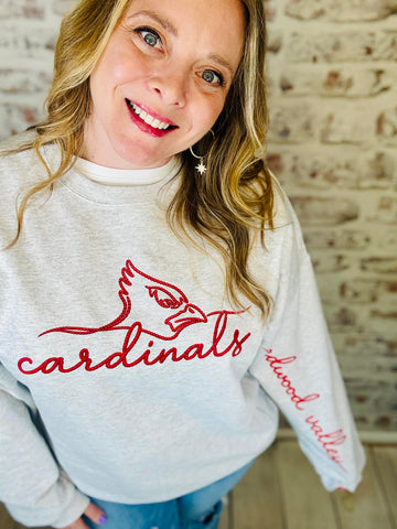 Cardinal Faux Embroidered Crewneck