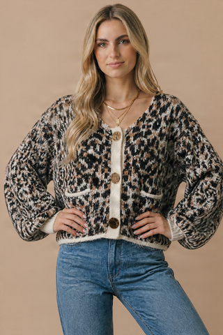 Leopard Gold Button Cardigan