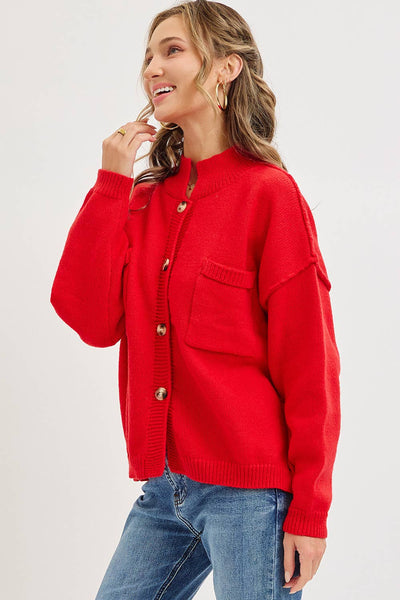 Red Button Down Sweater