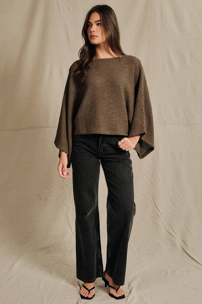 Boat Neck Knit Dolman Top