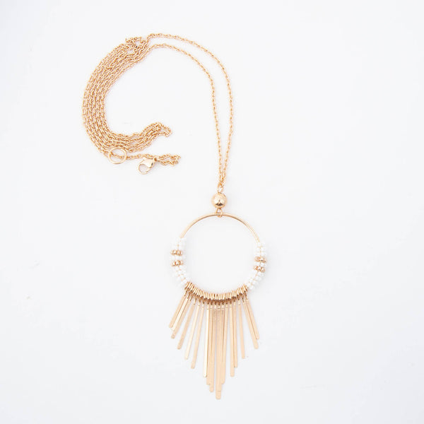 Jaliya Beaded Cascade Hoop 40" Long Pendant Necklace