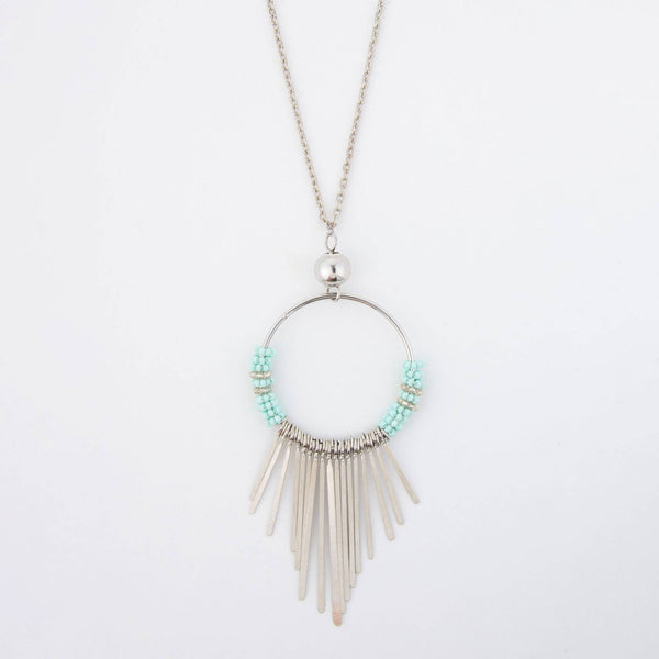Jaliya Beaded Cascade Hoop 40" Long Pendant Necklace
