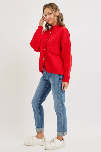 Red Button Down Sweater