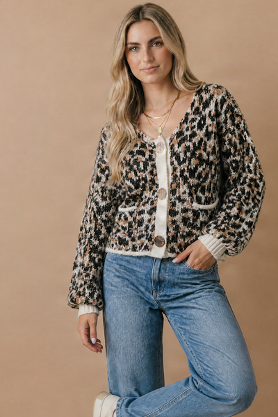 Leopard Gold Button Cardigan