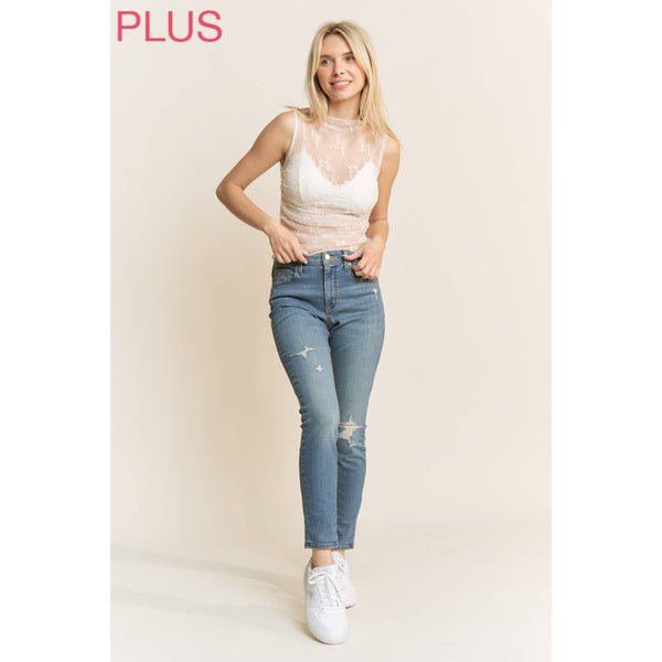 Lace High Neck Tank