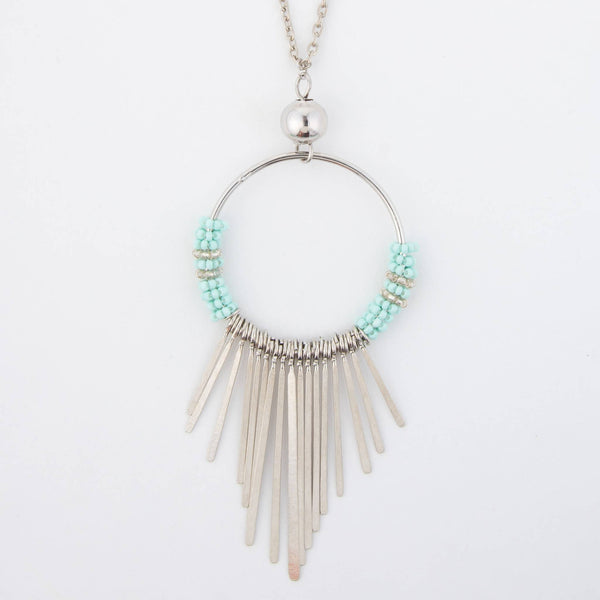 Jaliya Beaded Cascade Hoop 40" Long Pendant Necklace