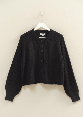 Black Ribbed Cardigan