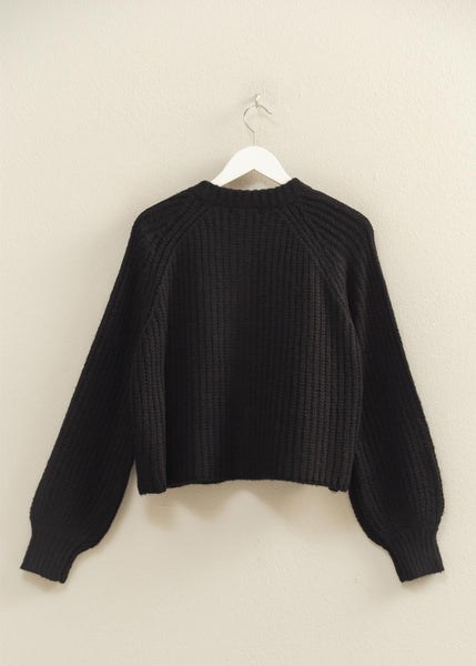 Black Ribbed Cardigan