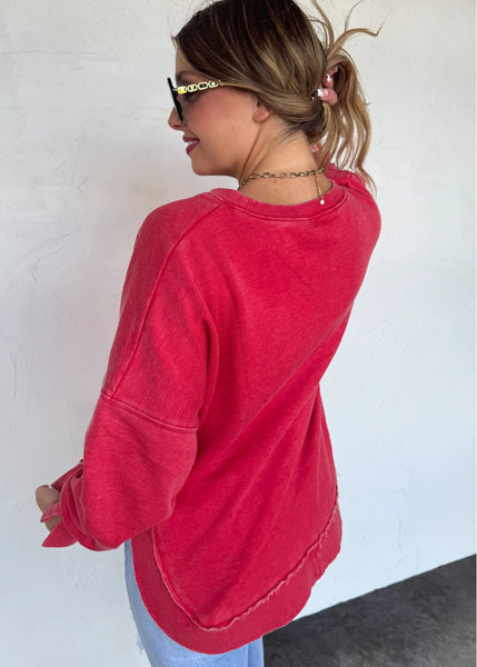 Joss Washed Sweatshirt - Red