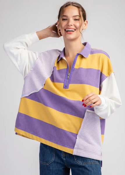Purple & Gold Multi Stripe Top