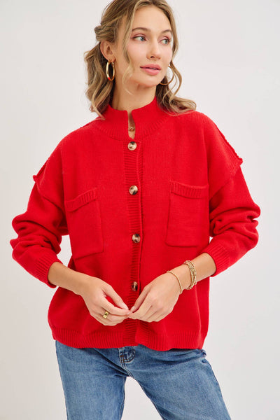 Red Button Down Sweater