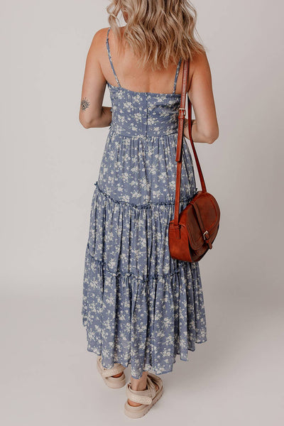 Spaghetti Strap Tiered Midi Dress
