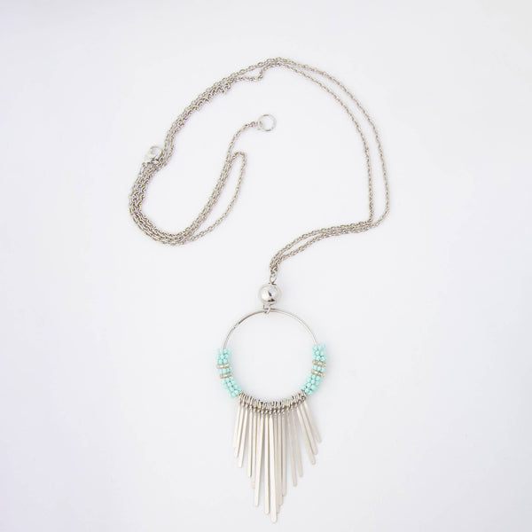 Jaliya Beaded Cascade Hoop 40" Long Pendant Necklace