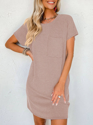 Mocha Ribbed T-shirt Dress