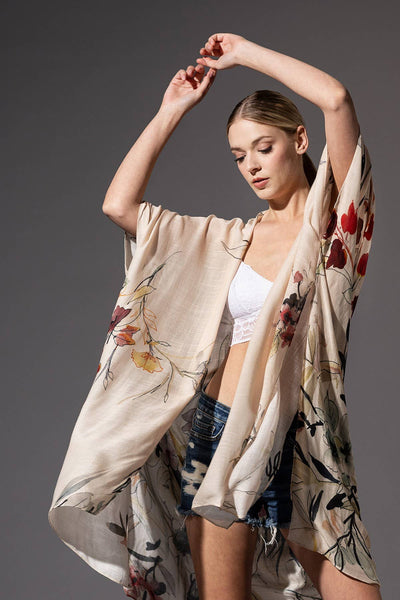 Ivory Floral Kimono
