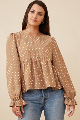 Polka Dot Peplum Top