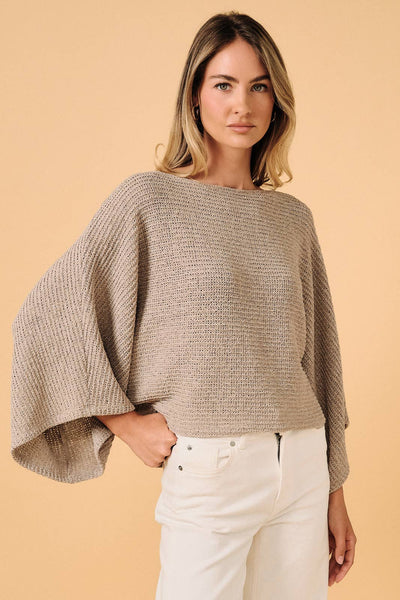 Boat Neck Knit Dolman Top