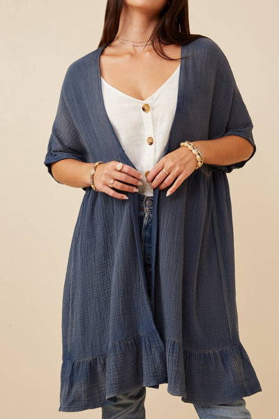 Washed Short Sleeve Kimono