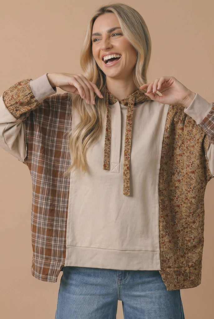 Plaid Color Block Hoodie