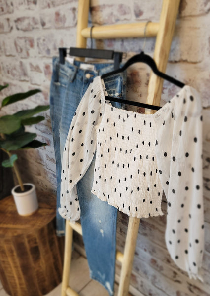 Poet Sleeve Black and White Top 