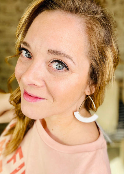 Gold and White Teardrop Earrings