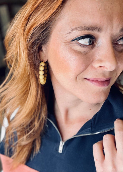 Mustard Clay Bead Earrings