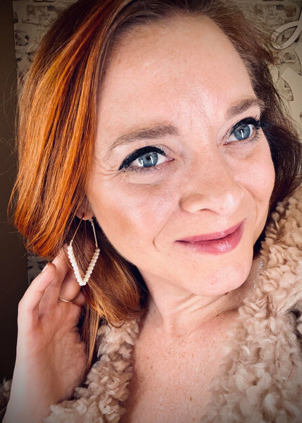 Pearl Lined Geometric Earrings