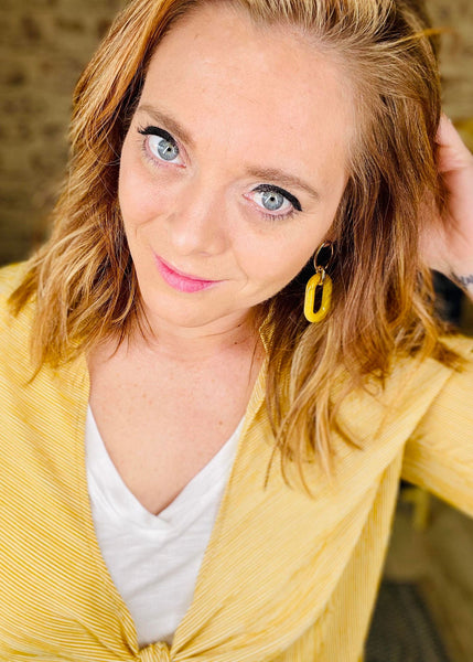 Gold and Yellow Acrylic Link Earrings