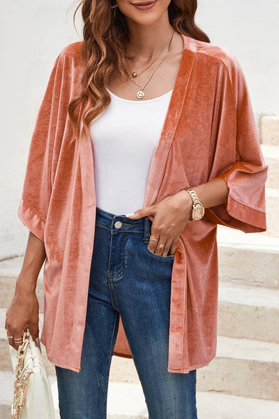 Pink Retro Velvet Cardigan