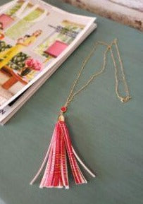 Tassel Necklace in Red and Gold